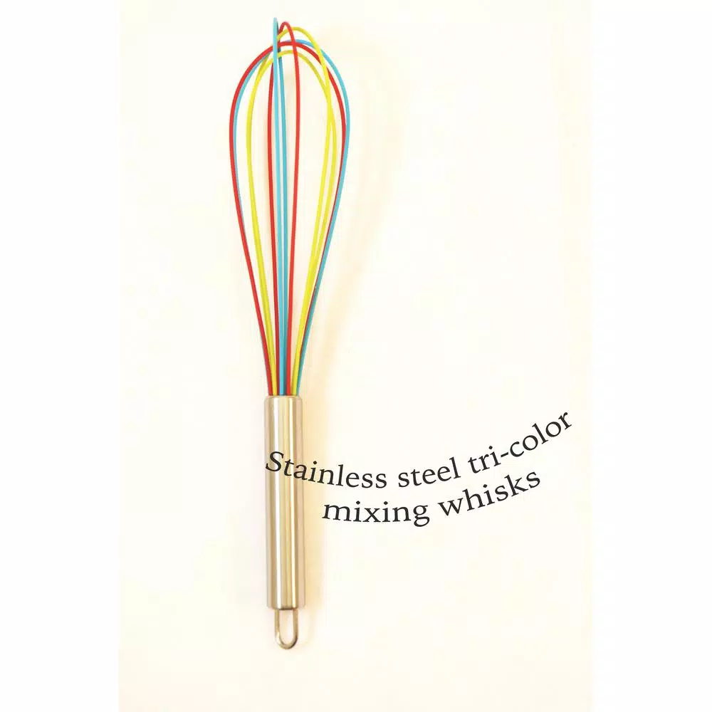 ExcelSteel Stainless Steel Tri-Color Silicone Coated Balloon Whisk Set, 3-Piece