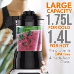 NutriChef 59 oz. 9-Speed Digital Countertop Blender with Heating Function, 1000W thumbnail 3