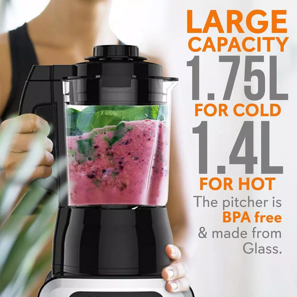 NutriChef 59 oz. 9-Speed Digital Countertop Blender with Heating Function, 1000W