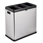 Step N' Sort 16 Gal. Stainless Steel 3-Compartment Open Top Trash and Recycling Bin with Removable Bins thumbnail 1