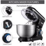 VIVOHOME 650W 6 Qt. Tilt-Head Kitchen Stand Mixer with 6 Speeds and Stainless Steel Bowl, Black thumbnail 3
