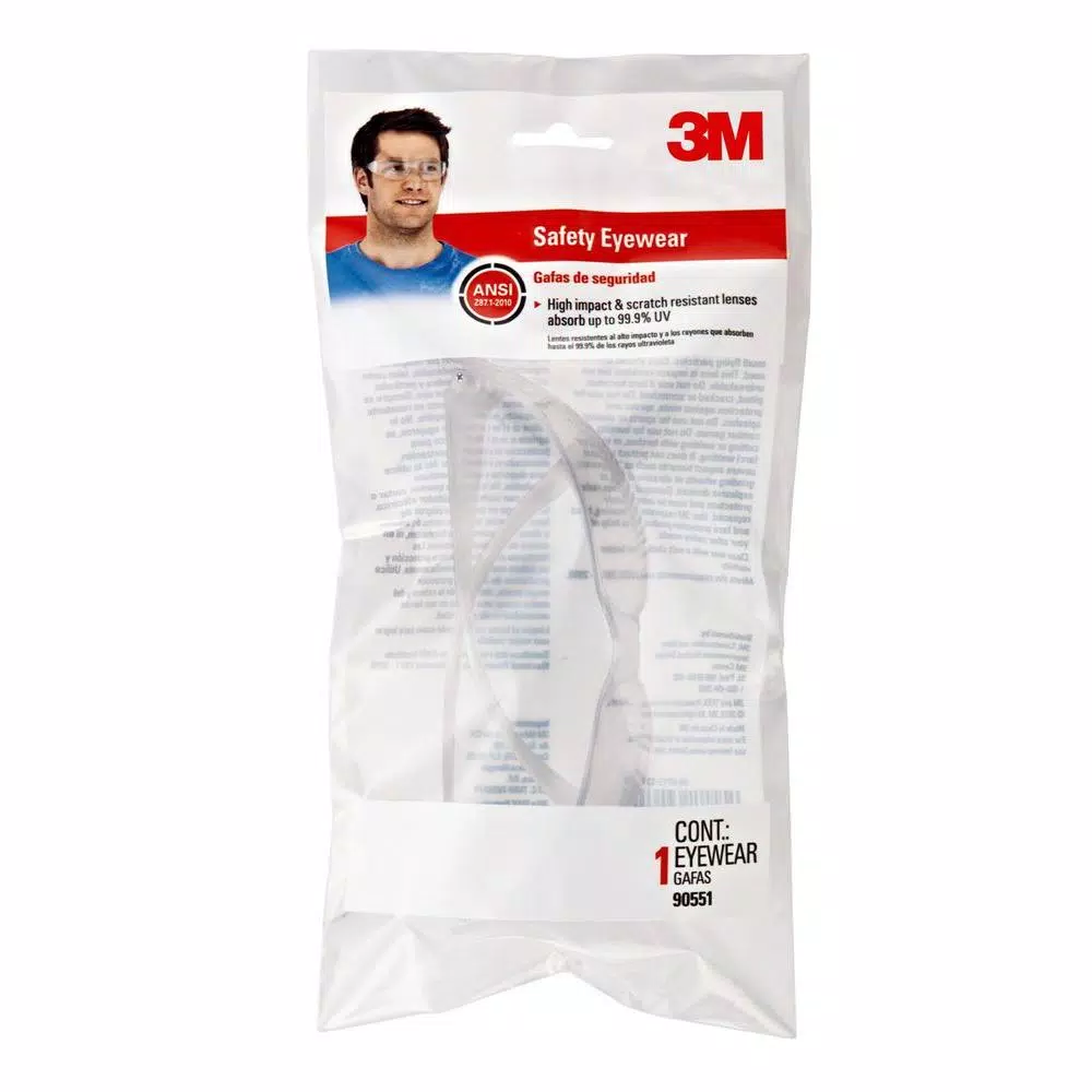 3M Clear Frame Indoor Safety Glasses with Scratch Resistant Lenses (Case of 20)