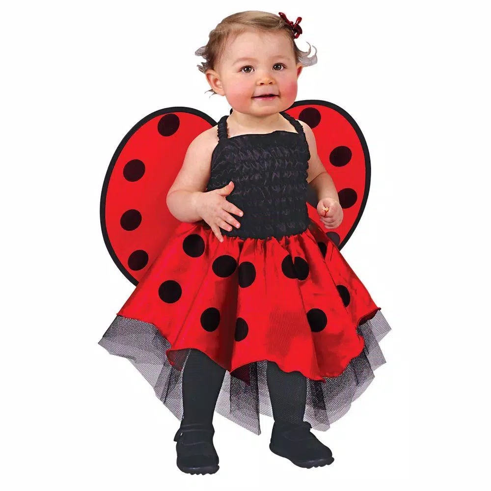 Fun World Baby Girl Ladybug Halloween Costume - Red and Black Polka Dot Dress with Wings, 18-24 Months