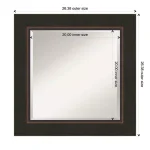 Amanti Art Milano 26 in. Square Beveled Edge Bathroom Vanity Mirror, Bronze Wood Frame thumbnail 5