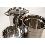 ExcelSteel 12 Qt. Professional 18/10 Stainless Steel 4-Piece Multi-Cooker Set with Lid thumbnail 4