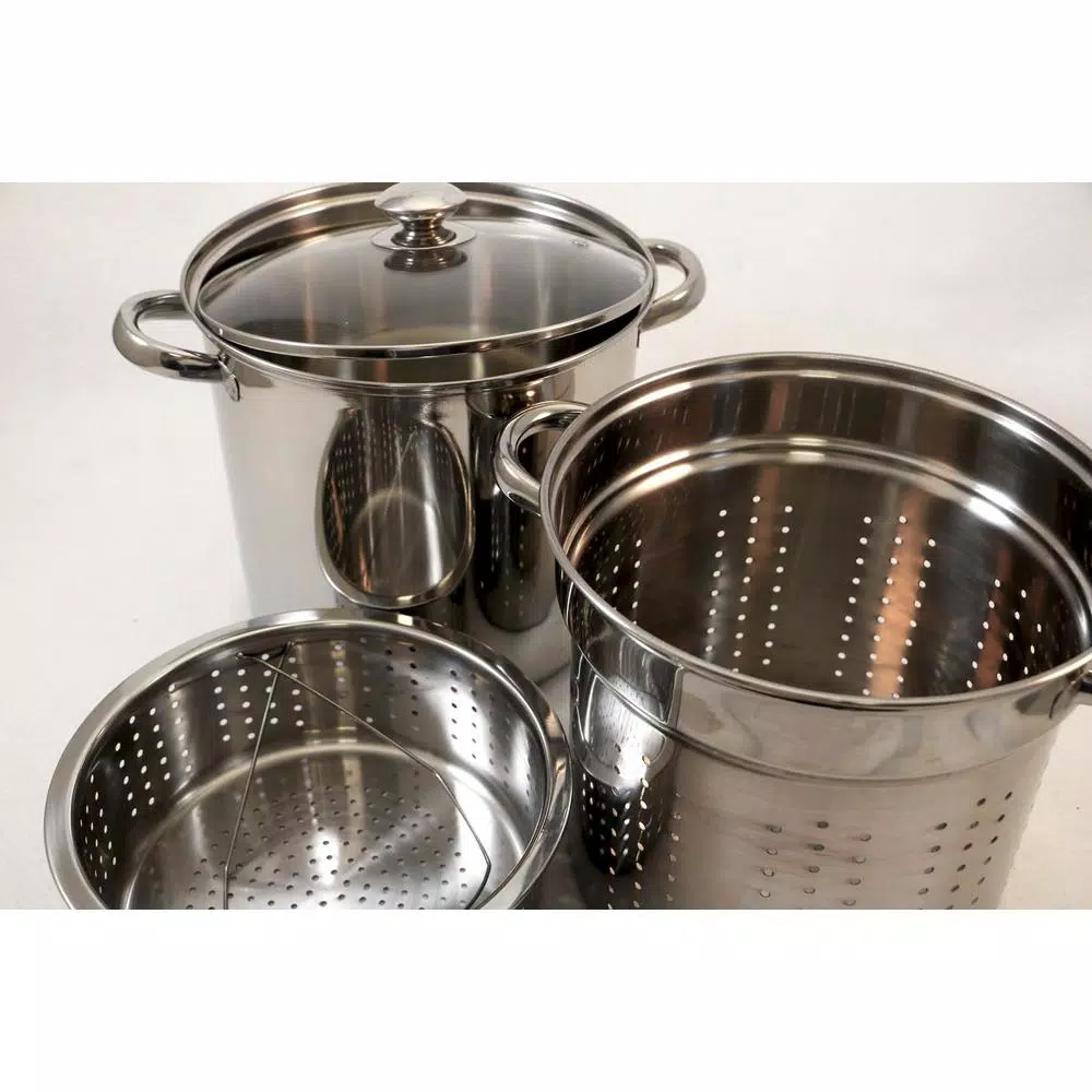 ExcelSteel 12 Qt. Professional 18/10 Stainless Steel 4-Piece Multi-Cooker Set with Lid