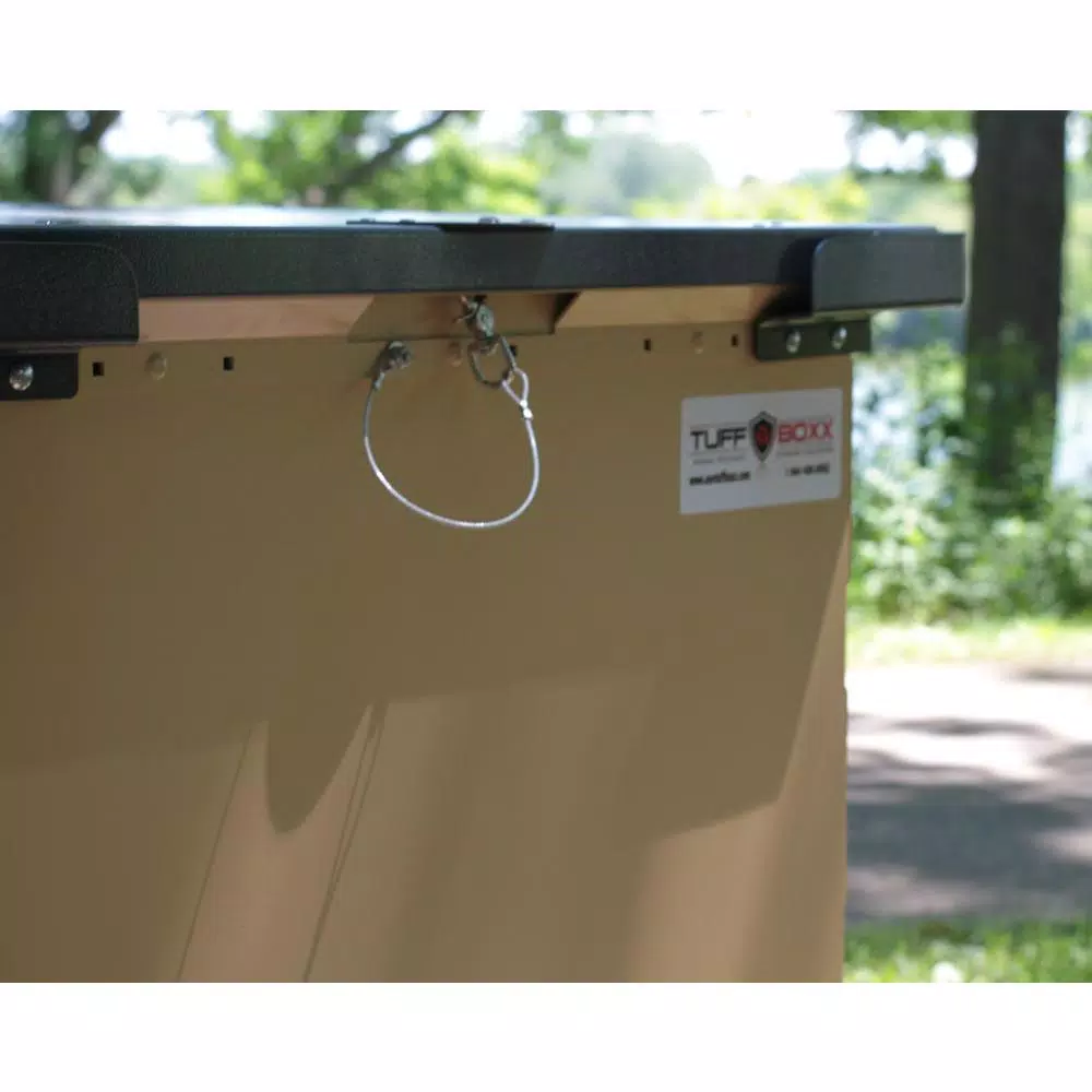 Unbranded TuffBoxx BRUIN Series 100 Gallon Bear-Proof Galvanized Metal Trash Can, Beige