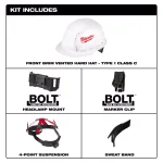 Milwaukee 475 Lumen LED Rechargeable Hard Hat Headlamp & BOLT Vented Hard Hat Combo thumbnail 3