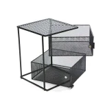 Mind Reader Rotating 2-Tier All-Purpose Organizer Shelf with Magnetic Baskets and Top Shelf, Black thumbnail 6