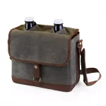 Legacy 64 oz. Waxed Canvas Insulated Double Growler Tote with Two Amber Glass Growlers thumbnail 1