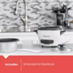BLACK+DECKER 3-Cup White Electric Rice Cooker with Steaming Basket and Non-Stick Pot thumbnail 7