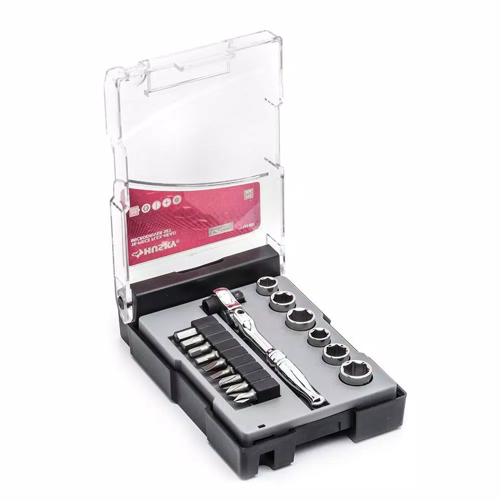 Husky 16-Piece 1/4 in. Drive Flex-Head Microdriver and Socket Set