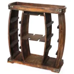 Vintiquewise Rustic Wooden 8-Bottle Wine Rack with Integrated Glass Holder thumbnail 1