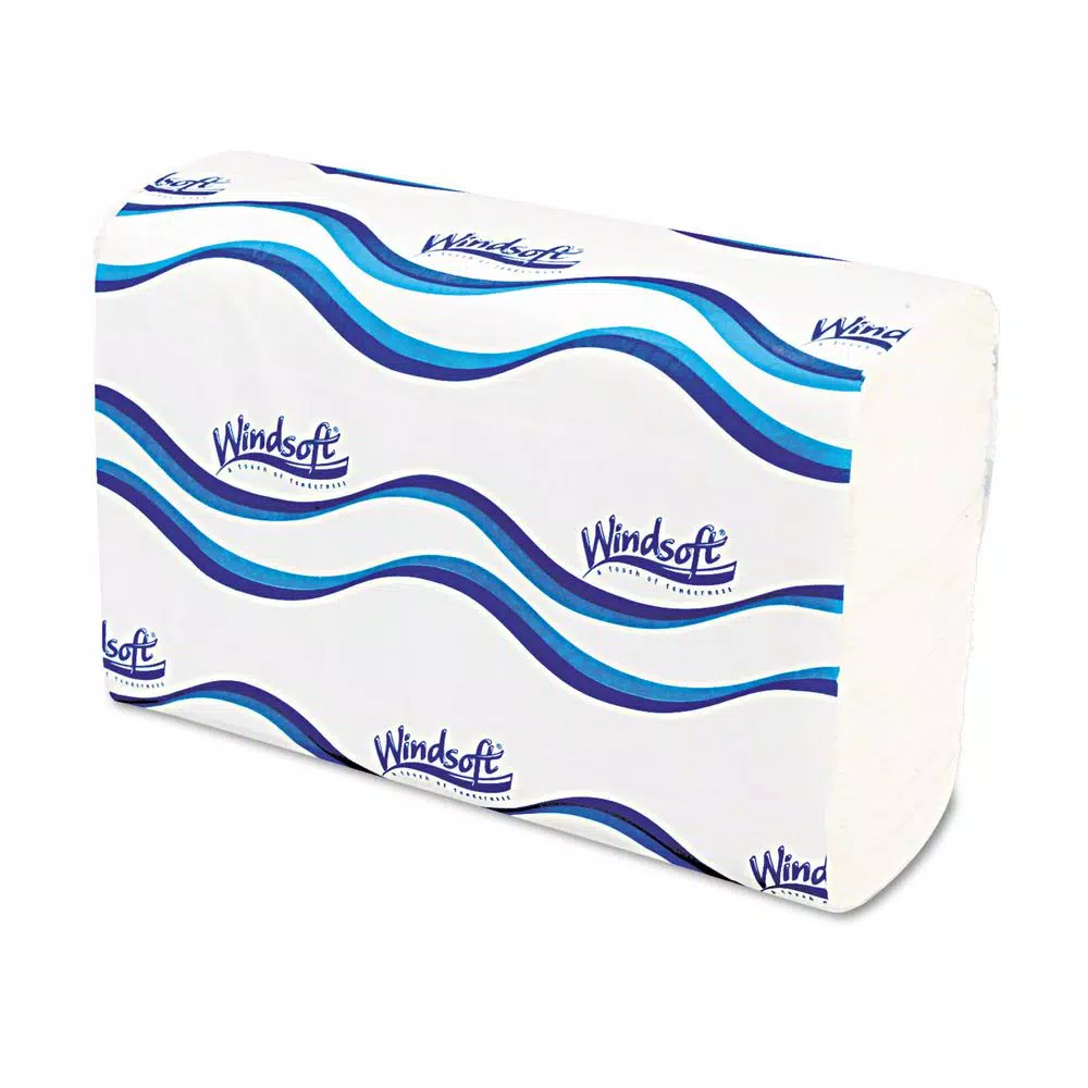 Windsoft Multi-Fold White 1-Ply Paper Towels, 9.4 x 9.25 in, 250 Sheets per Pack, 16 Packs per Carton