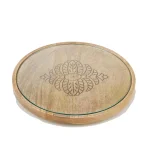 Mind Reader Round Bamboo Cheese Platter with Glass Top - Decorative Wooden Serving Tray thumbnail 1