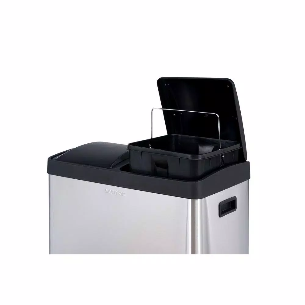 Step N' Sort 16-Gallon 2-Compartment Stainless Steel Trash Can and Recycling Bin