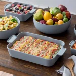 CorningWare 5 Qt. Rectangle Stoneware Baker, 10 in. x 15 in., Ash Gray thumbnail 6