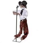 Worth Imports 40 in. Animated Singing Skeleton Halloween Decor - Dancing Skeleton with Microphone thumbnail 1