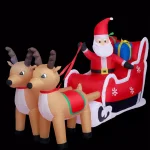 JOYDECOR 5 ft. Santa Claus on Sleigh with 2 Reindeer Christmas Inflatable Outdoor Decoration with LED Lights thumbnail 1