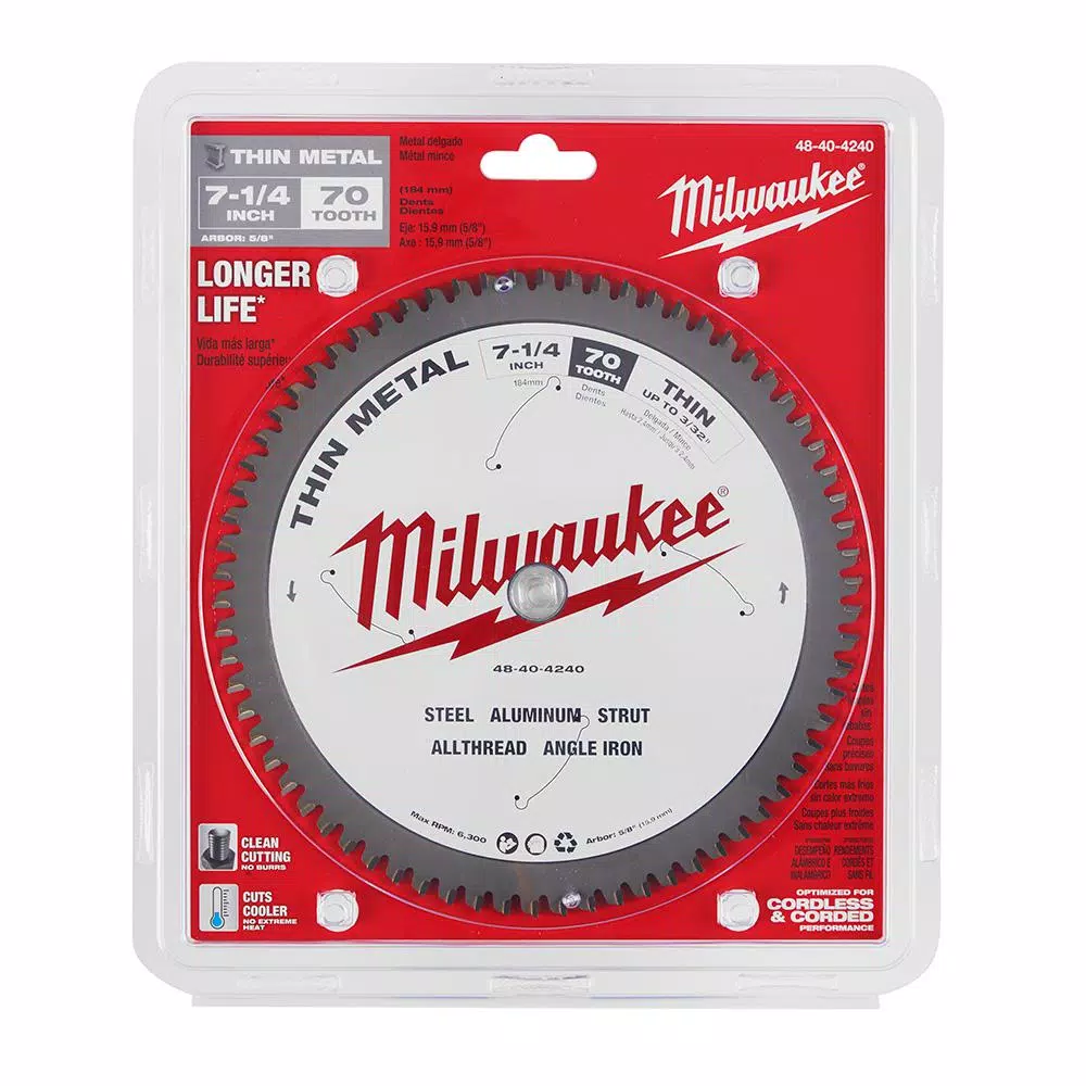 Milwaukee 7-1/4 in. 70T Thin Metal Cutting Circular Saw Blade