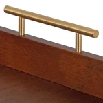 Kate and Laurel Lipton Walnut Brown Wood Decorative Tray with Gold Handles thumbnail 3