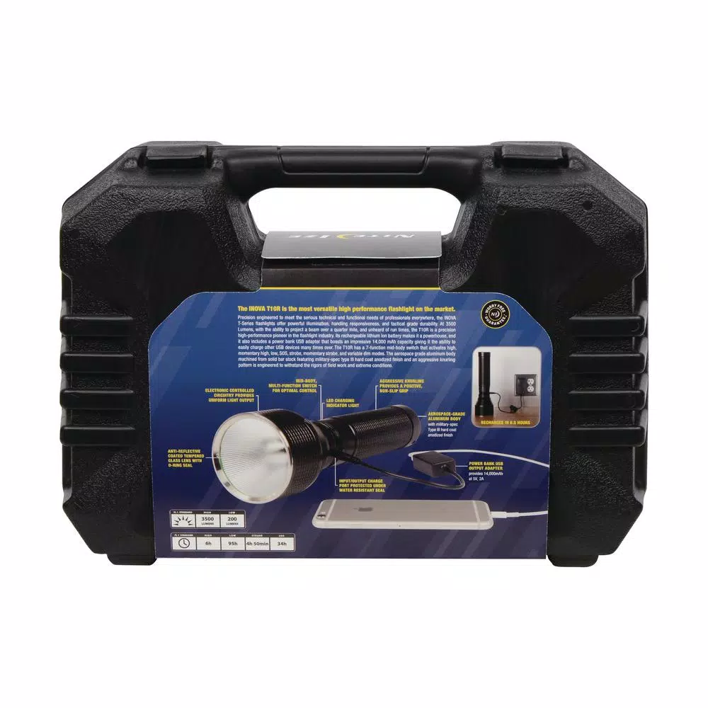 Nite Ize INOVA T10R Rechargeable Tactical LED Flashlight with 14,000mAh Power Bank