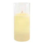 LUMABASE 10 in. Glass Hurricane LED Flameless Candle with Moving Flame, Battery Operated thumbnail 1