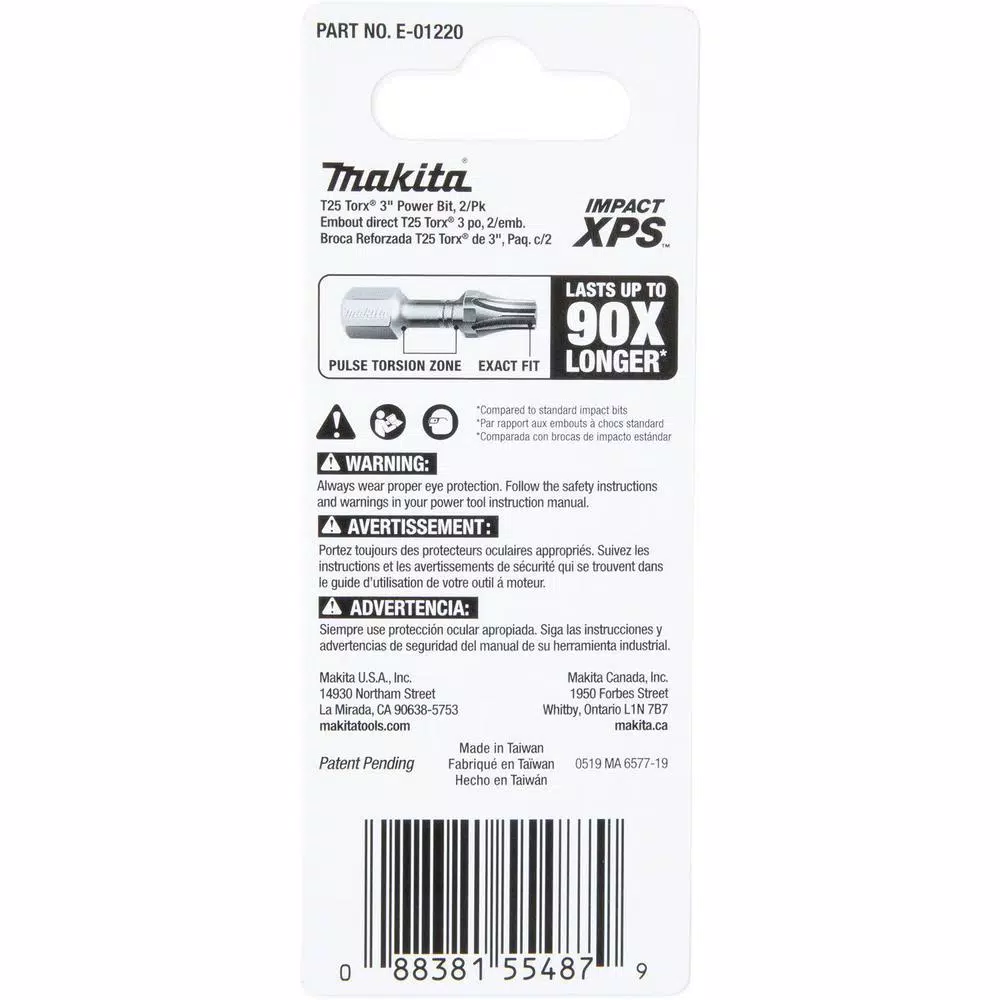 Makita ImpactXPS T25 Torx 3 in. Power Bits, 2-Pack