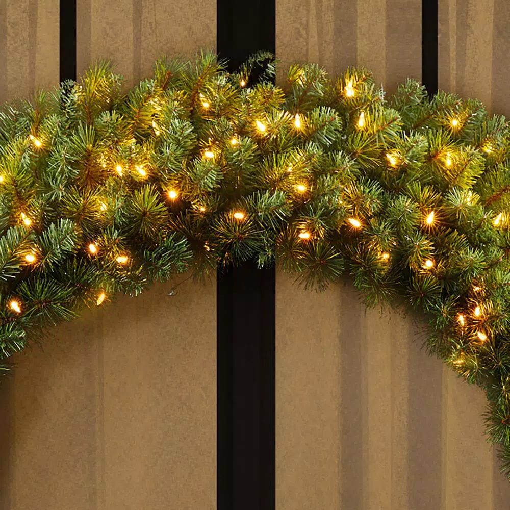 Home Accents Holiday 60 in. Wesley Pre-Lit Long Needle Pine Artificial Christmas Wreath with 240 Warm White LED Lights