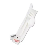 GEN White Wrapped Cutlery Kit with Napkin, Salt & Pepper - 250 Count Case thumbnail 1