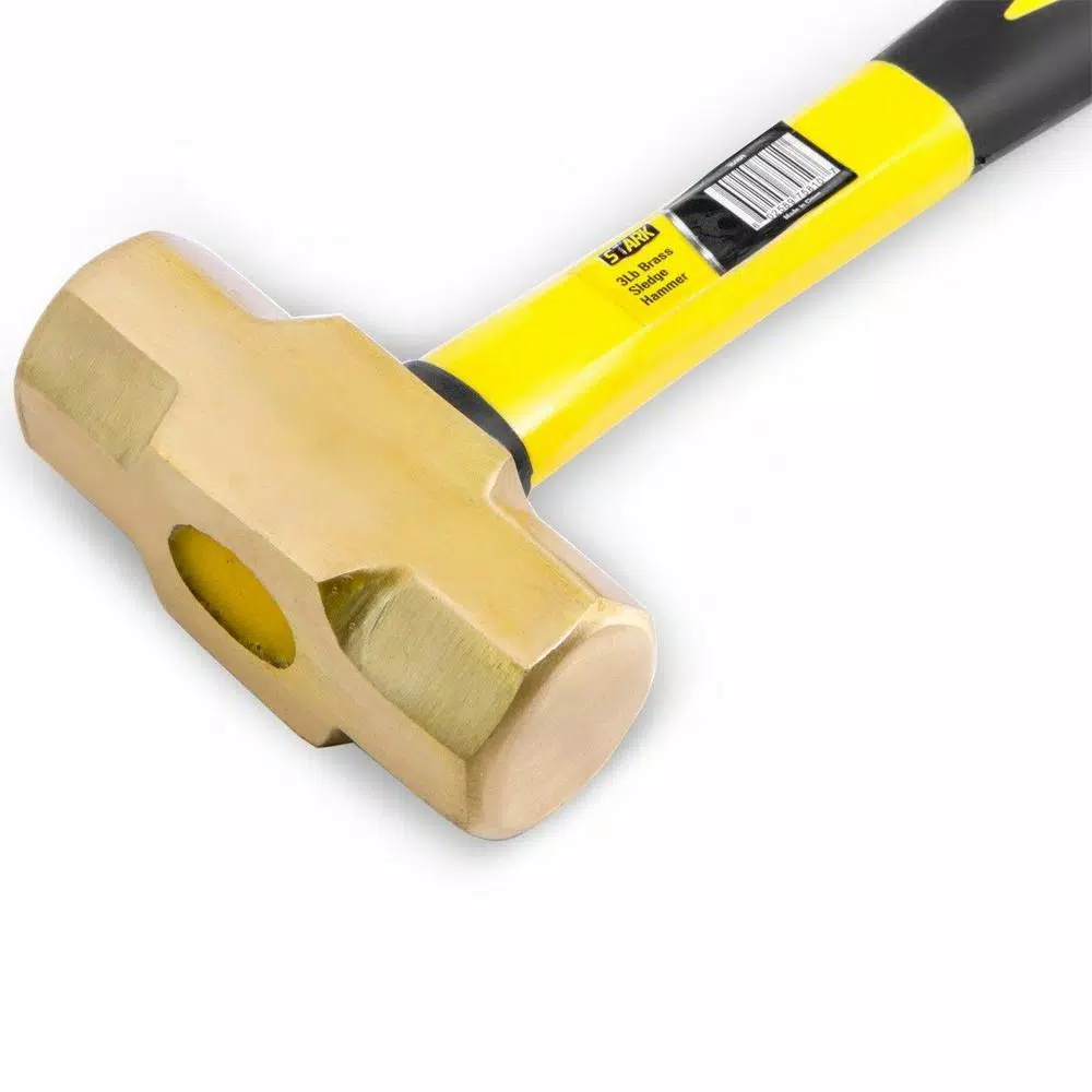 Stark 3 lb. Brass Sledge Hammer with Fiberglass Handle and Soft-Grip Rubber Cover