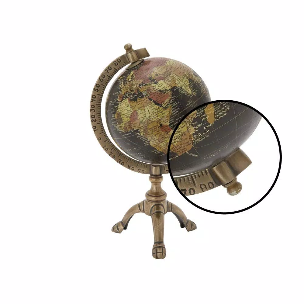 LITTON LANE 12 in. Vintage Globe with Oil-Rubbed Bronze Tripod Base
