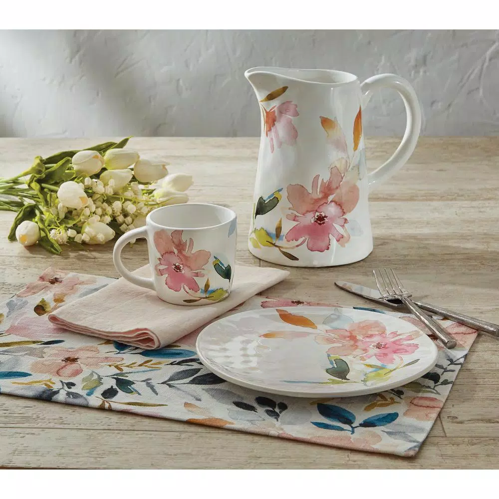 Split P First Blush 74 oz. Ceramic Pitcher with Floral Pattern