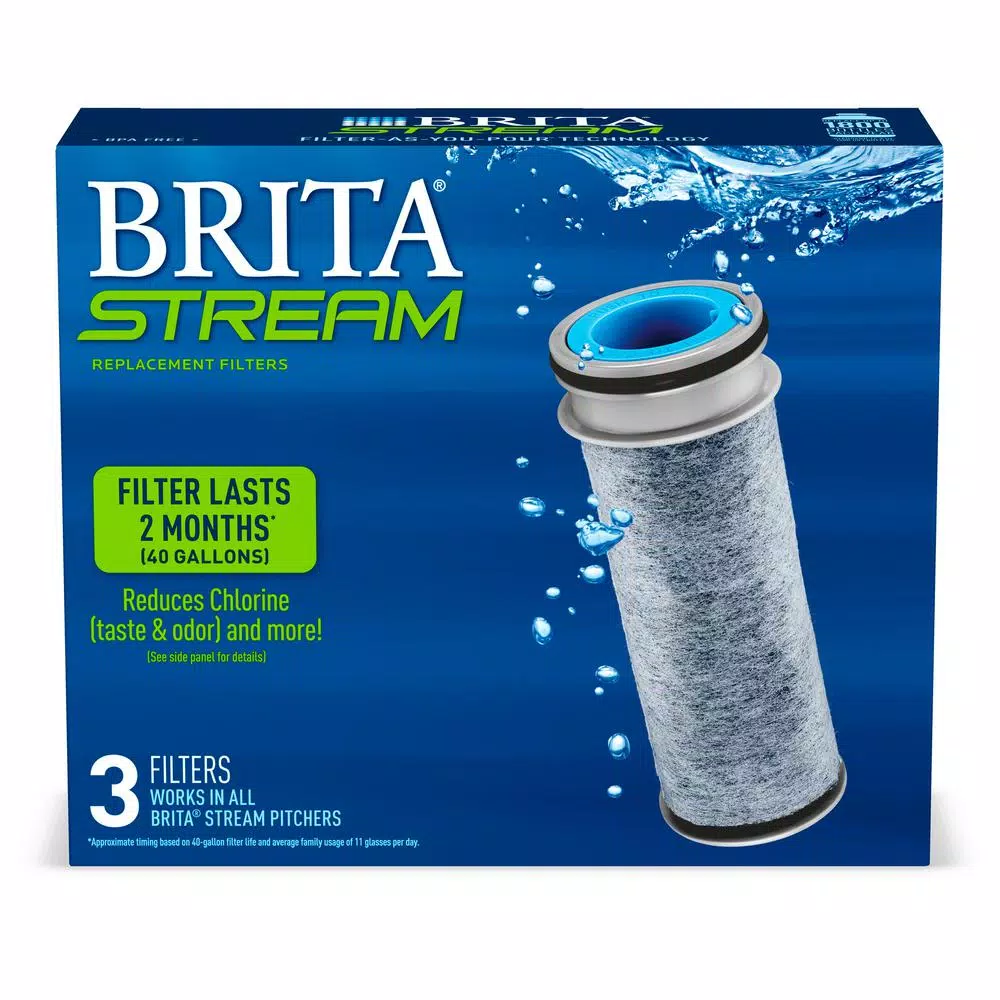 Brita Stream Replacement Water Filter Cartridges, BPA-Free, 3-Pack