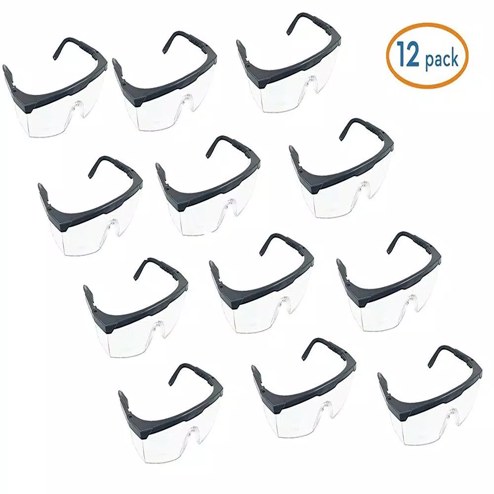 Unbranded Instapark SG-20 General Purpose Safety Protective Goggles, Clear Lens, Black Frame (12-Pack)
