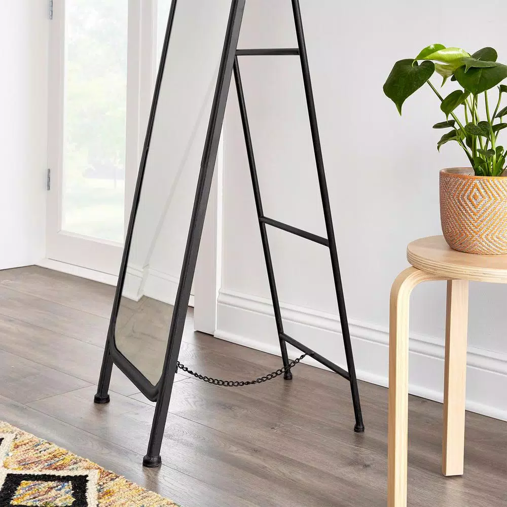 StyleWell Antique Black Standing Mirror with Metal Frame, 16 in. W x 66 in. H.