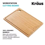 KRAUS 12 in. Solid Bamboo Workstation Sink Cutting Board thumbnail 4