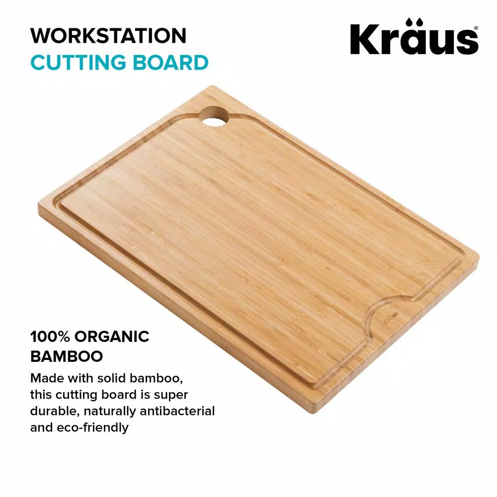 KRAUS 12 in. Solid Bamboo Workstation Sink Cutting Board