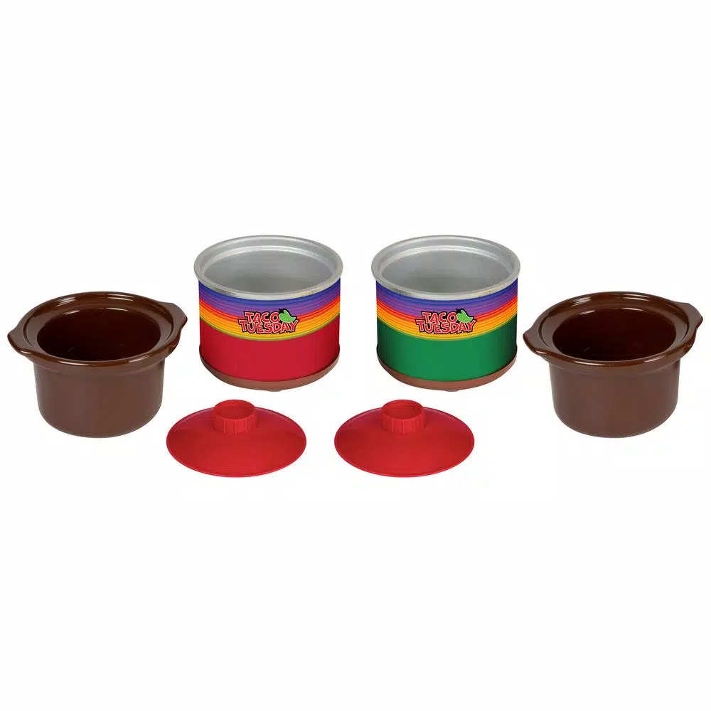 Taco Tuesday Mini Fiesta Dippers .65 Qt. Slow Cooker with Removable Ceramic Pot, Red