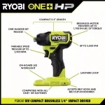 RYOBI ONE+ HP 18V Brushless Cordless Compact 3-Tool Combo Kit (Drill/Driver, Impact Driver, Impact Wrench) thumbnail 4