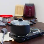 Oster Ashford 6 Qt. Round Aluminum Nonstick Dutch Oven with Glass Lid, Black thumbnail 4