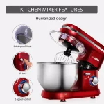 VIVOHOME 6 Qt. Electric Stand Mixer, 650W 6-Speed Tilt-Head Mixer with Stainless Steel Bowl and Accessories, Bright Red thumbnail 4