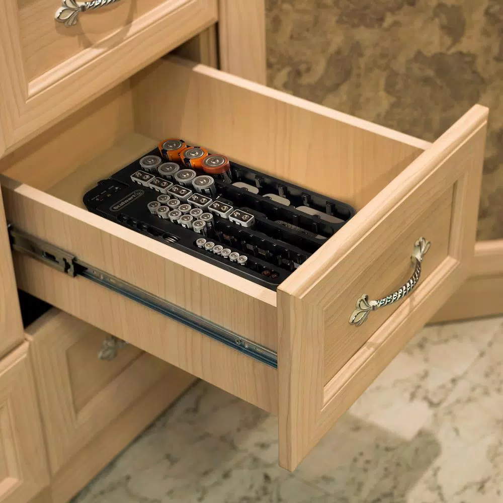 Stalwart Battery Organizer Caddy with Integrated Battery Tester - Holds 68 Batteries