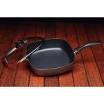 Swiss Diamond Classic Series 5 qt. Square Cast Aluminum Nonstick Saute Pan with Glass Lid, Gray thumbnail 3