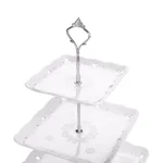 MALACASA 3-Tiered White Porcelain Square Cupcake Tower Stand - Elegant Dessert Serving Tray thumbnail 5