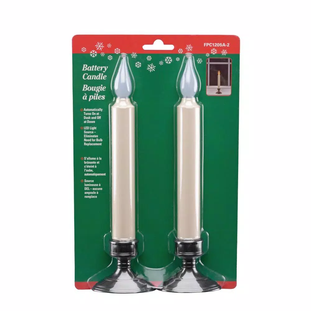 Xodus Innovations 9 in. Aged Bronze Amber LED Window Candle with Ivory Stick and Base (2-Pack)