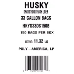 HUSKY 33 Gallon Drawstring Trash Bags, Black with Red Drawstrings, 150-Count thumbnail 4