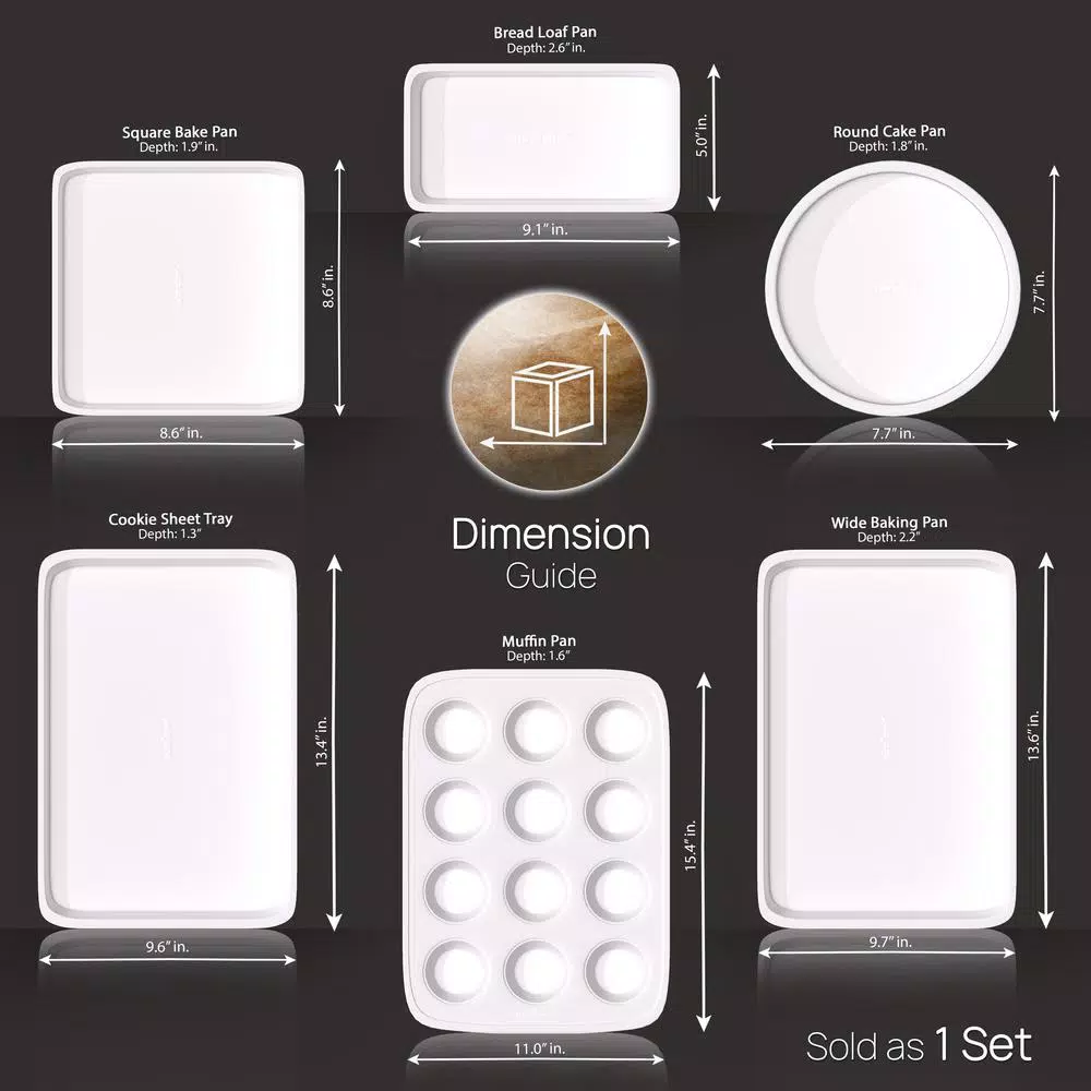 NutriChef 6-Piece Deluxe Non-Stick Ceramic-Style Steel Baking Sheet Set