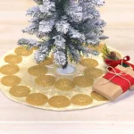 VHC Brands Creme Memories 21 in. Vanilla Velvet Christmas Tree Skirt with Gold Trim thumbnail 4