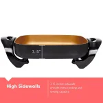 Boyel Living 8 Qt Copper Professional Non-Stick Electric Skillet, 16 in. x 12 in. Square Jumbo Frying Pan thumbnail 5